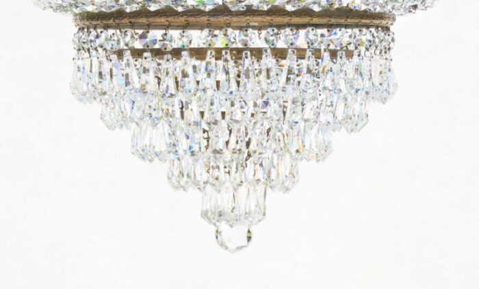 french tiered crown waterfall crystal chandelier 1930s 7817