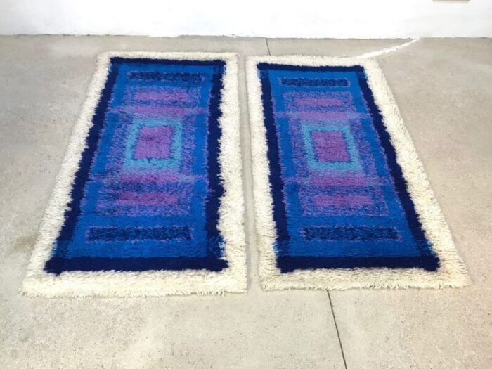 german pure wool abstract graphic art rugs from gilde 1960s set of 2 1