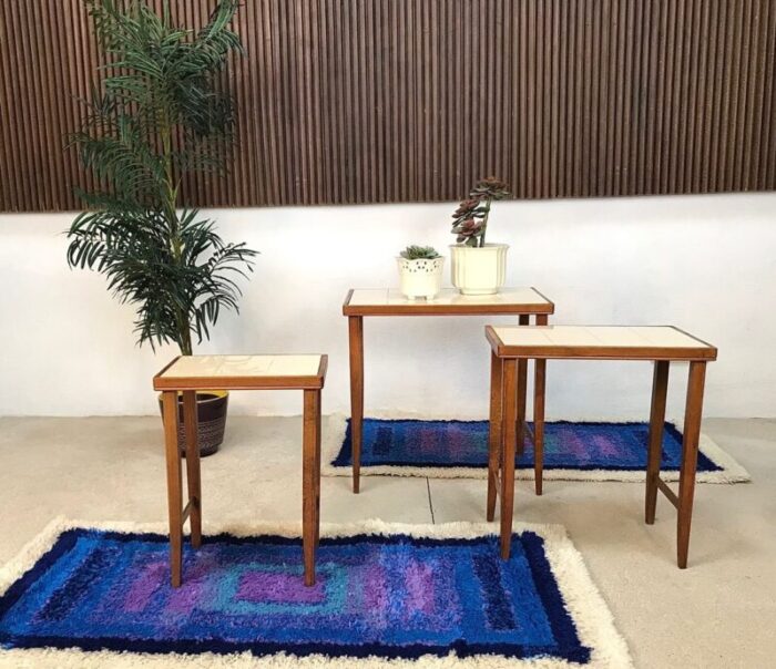 german pure wool abstract graphic art rugs from gilde 1960s set of 2 14