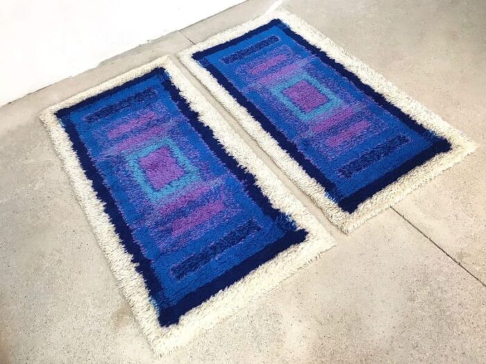 german pure wool abstract graphic art rugs from gilde 1960s set of 2 2