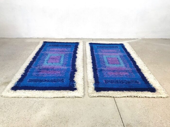 german pure wool abstract graphic art rugs from gilde 1960s set of 2 3