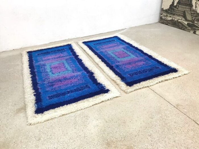 german pure wool abstract graphic art rugs from gilde 1960s set of 2 4