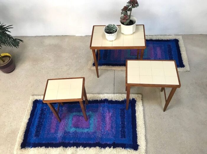 german pure wool abstract graphic art rugs from gilde 1960s set of 2 8