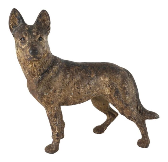 german shepherd dog doorstop figure in cast iron 1