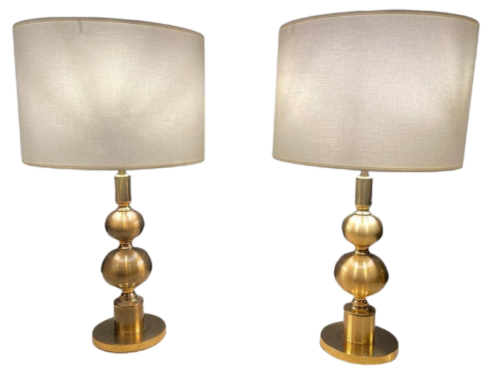 gilded ball lamps attributed to boulanger 1970s set of 2 1807