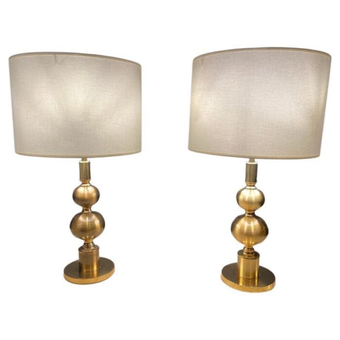 gilded ball lamps attributed to boulanger 1970s set of 2 3793