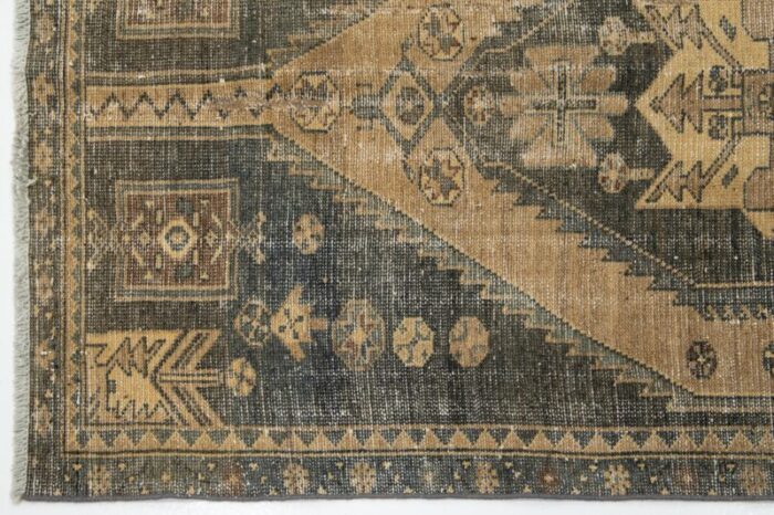 gray geometric designed persian vintage wool rug 1213