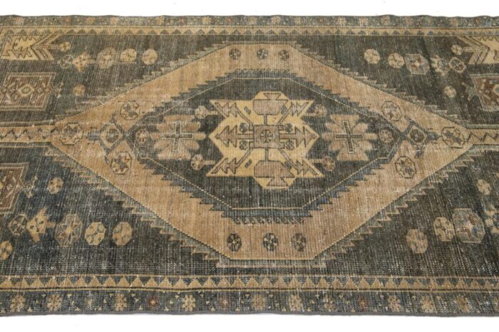 gray geometric designed persian vintage wool rug 2926