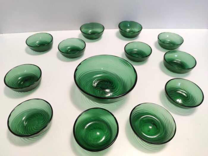 green empoli blown glass dessert bowls from vetreria etrusca 1950s set of 10 1