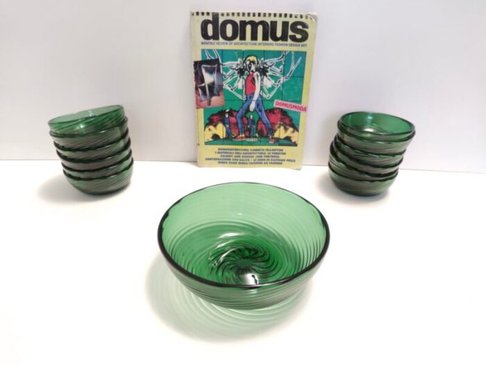 green empoli blown glass dessert bowls from vetreria etrusca 1950s set of 10 3