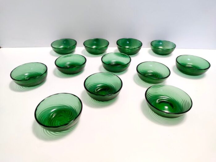 green empoli blown glass dessert bowls from vetreria etrusca 1950s set of 10 4