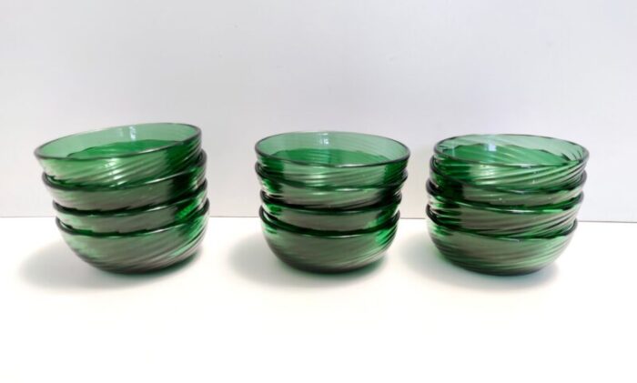 green empoli blown glass dessert bowls from vetreria etrusca 1950s set of 10 5