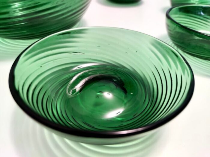 green empoli blown glass dessert bowls from vetreria etrusca 1950s set of 10 6