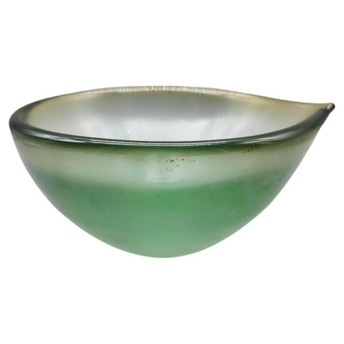 green iridescent and acid murano glass centerpiece from ivr mazzega 1950s 1