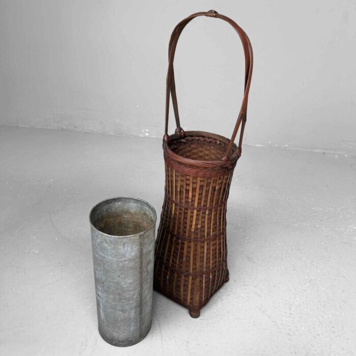 handwoven ikebana flower basket 1950s 10