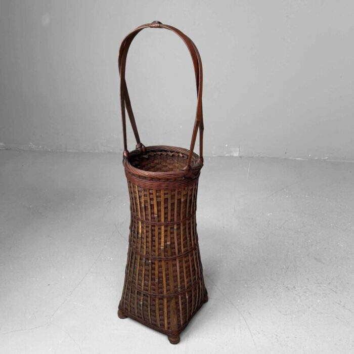 handwoven ikebana flower basket 1950s 3