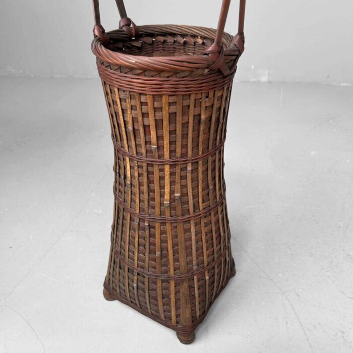 handwoven ikebana flower basket 1950s 4