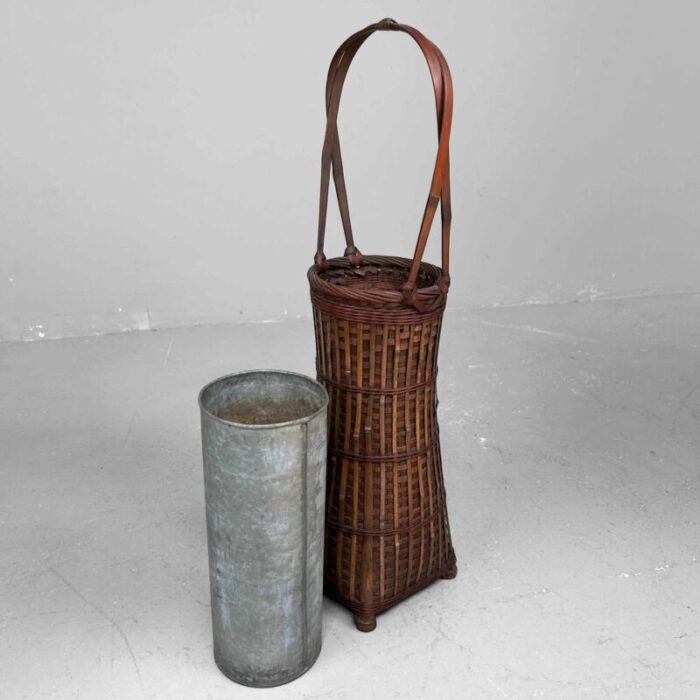 handwoven ikebana flower basket 1950s 6