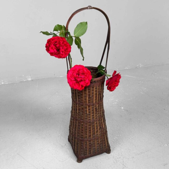 handwoven ikebana flower basket 1950s 8