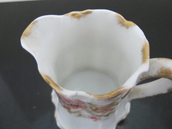 haviland france limoges pink yellow and gold flower porcelain creamer pitcher 0034