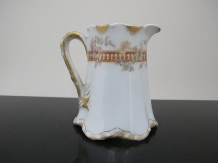 haviland france limoges pink yellow and gold flower porcelain creamer pitcher 5899