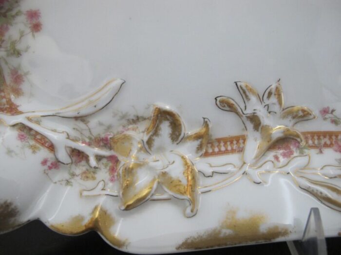 haviland limoges pink and yellow flower gold trim 17 serving dish tray platter 1395