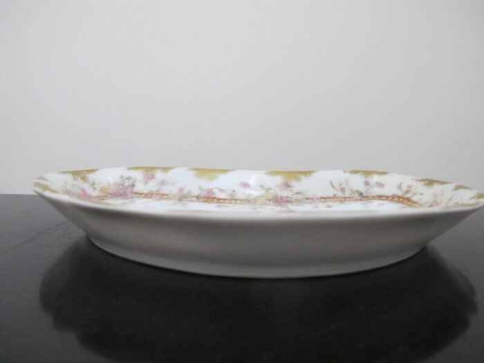 haviland limoges pink and yellow flower gold trim 8 12 crescent bone plate dish 4086