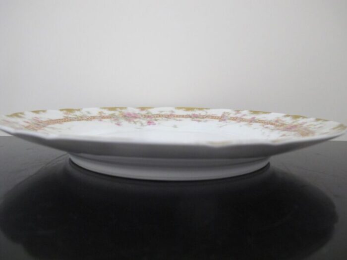 haviland limoges pink and yellow flower gold trim porcelain 9 12 dinner plate 5141