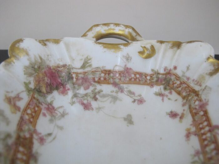 haviland limoges pink andyellow flower gold trim porcelain 8 34 dish tray 9047