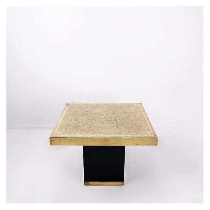 hollywood regency brass etched side table 1950s 3576