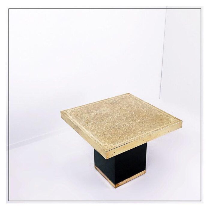 hollywood regency brass etched side table 1950s 6962