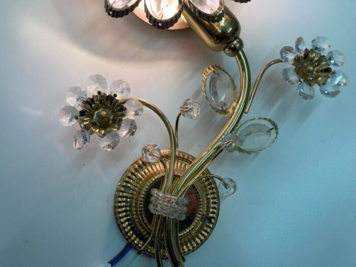 hollywood regency flower shaped wall lamp by palwa 1970s 0698