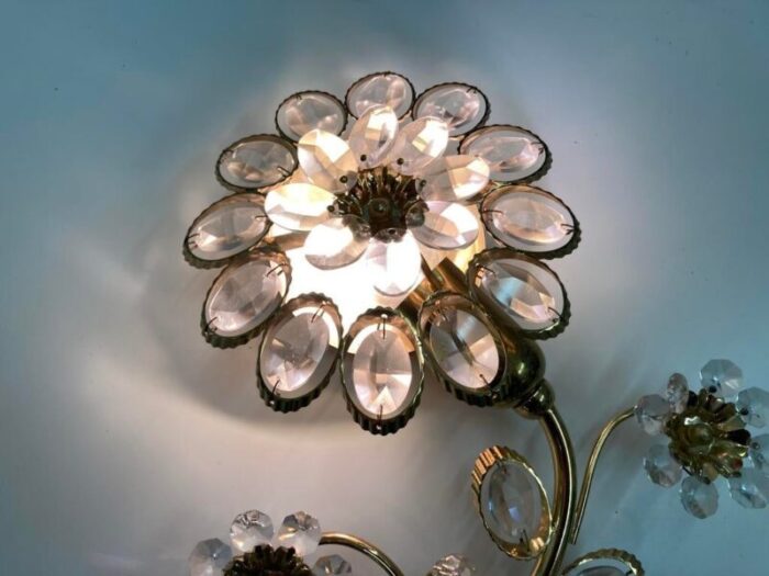 hollywood regency flower shaped wall lamp by palwa 1970s 3963