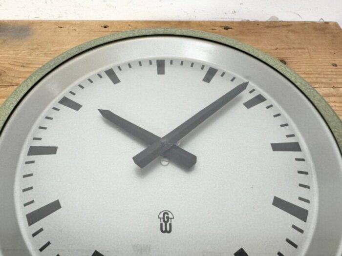 industrial green east german wall clock from gw 1960s 10