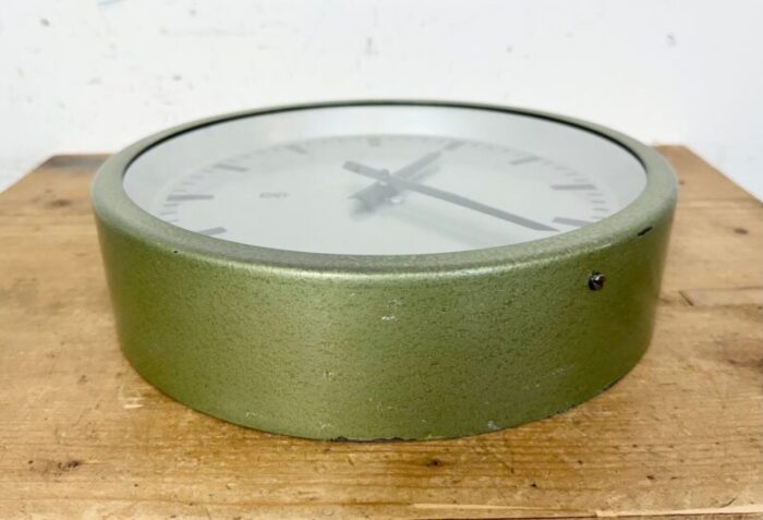 industrial green east german wall clock from gw 1960s 12