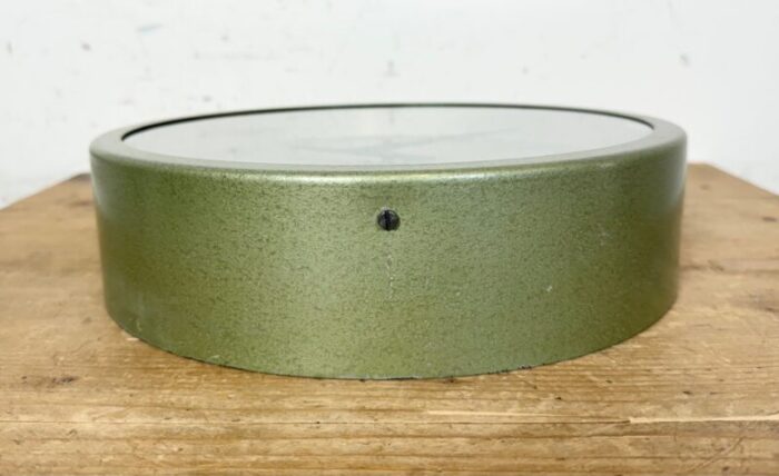 industrial green east german wall clock from gw 1960s 8