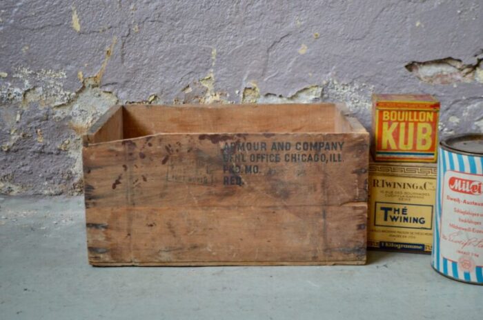 industrial pork gravy chicago wooden crate 1930s 1