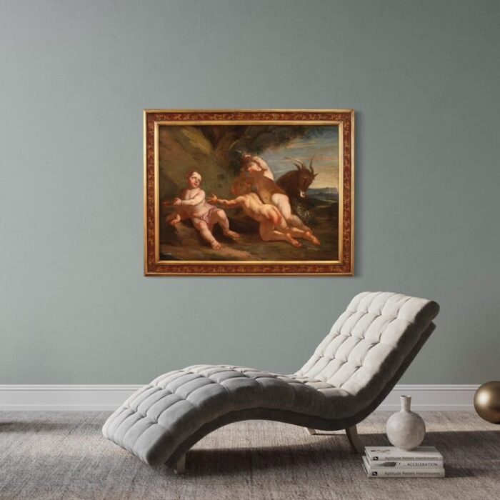 italian artist bacchanal of cherubs 1660 oil on canvas framed 4869