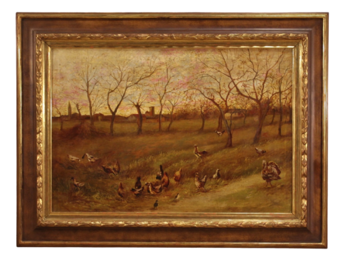 italian artist bucolic landscape 20th century oil on canvas framed 1861