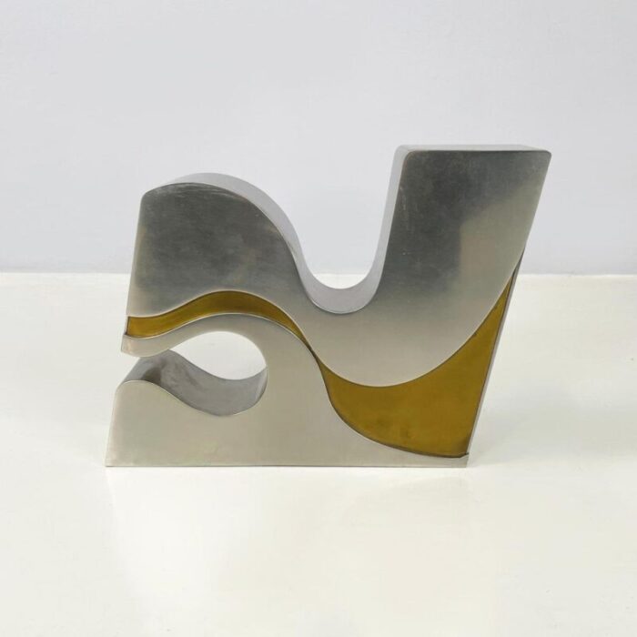 italian modern brutalist style metal gold metal sculpture by edmondo cirillo 1972 2563