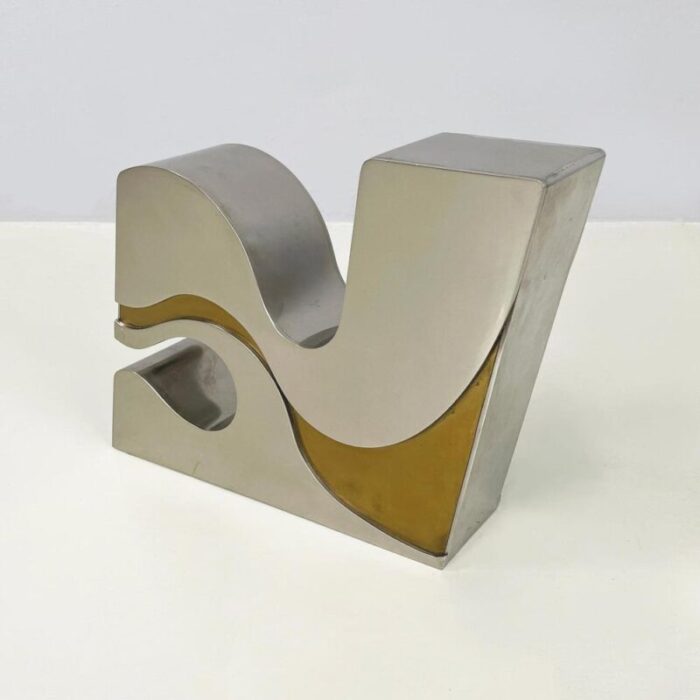 italian modern brutalist style metal gold metal sculpture by edmondo cirillo 1972 7057