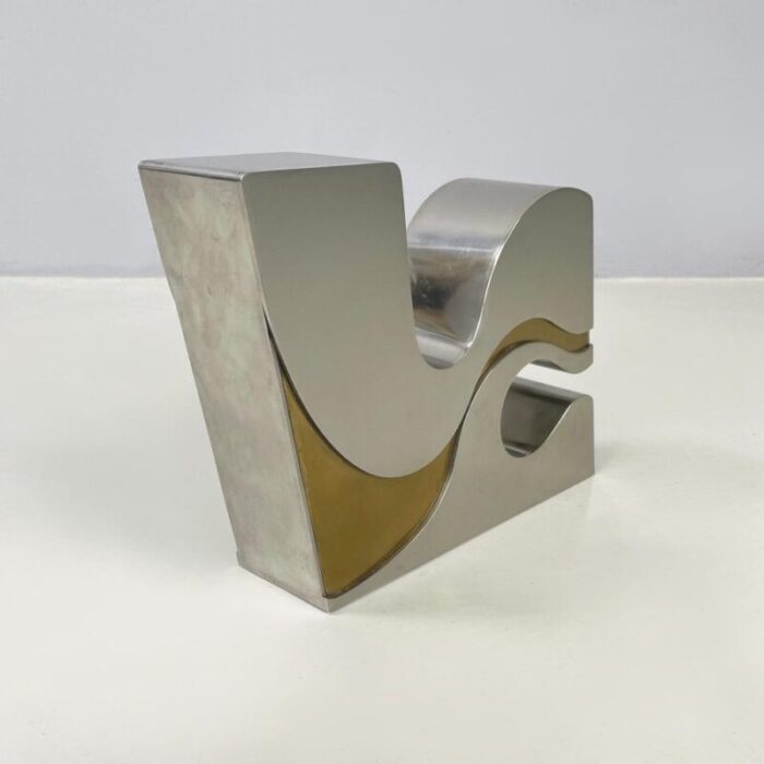 italian modern brutalist style metal gold metal sculpture by edmondo cirillo 1972 7582