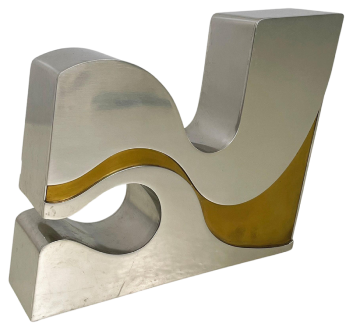 italian modern brutalist style metal gold metal sculpture by edmondo cirillo 1972 9013