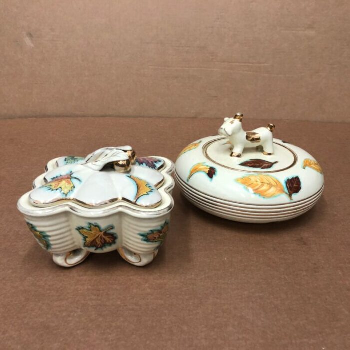 italian modern ceramic deruta boxes 1960s set of 2 2