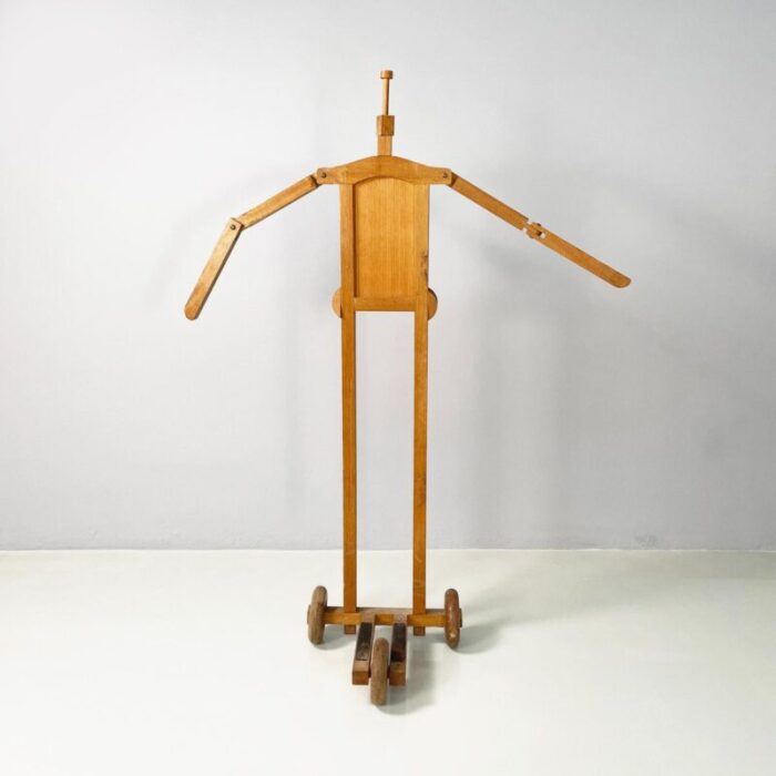 italian modern wooden valet stand with hat holder by berodesign cacharel 1980s 2