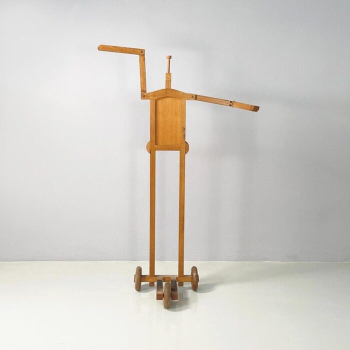 italian modern wooden valet stand with hat holder by berodesign cacharel 1980s 4