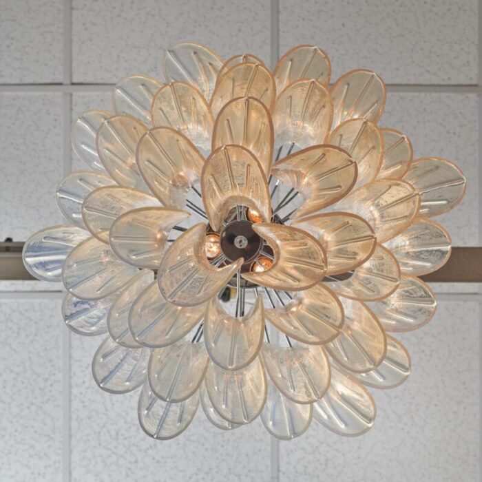 italian murano glass iridescent leaves chandelier 6076