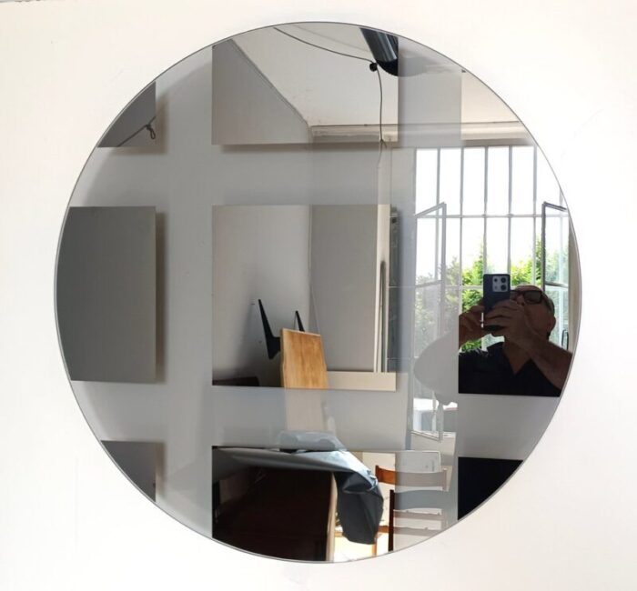 italian round smoked andromeda wall mirror by nanda vigo 1976 1