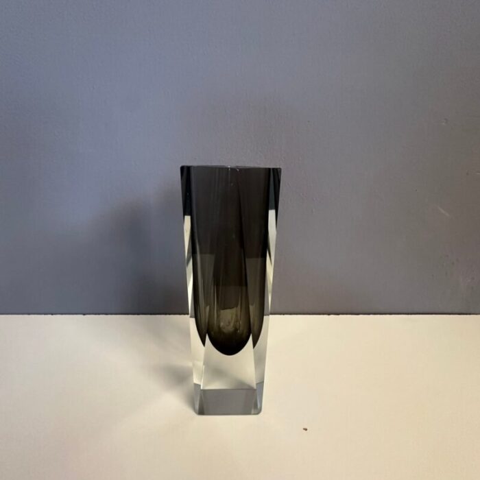 italian sommerso vase in smoky gray murano glass 1960s 8