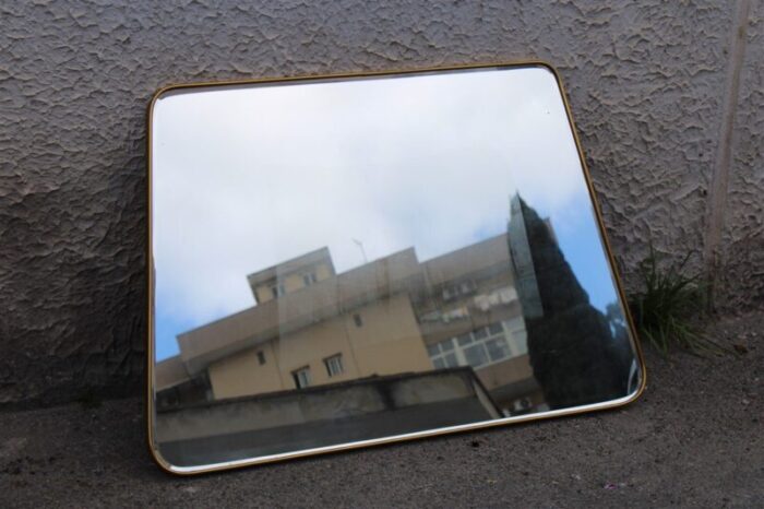 italian trapezoidal mirror in brass 1950 5